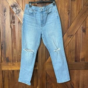 Madewell High Hise Slim Crop Boy Jeans Ripped Edition Size 29